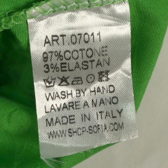 Sofia Made in Italy Fleur Dress Apple Green Mini Puff Sleeve OS Cotton Blend - Picture 8 of 10